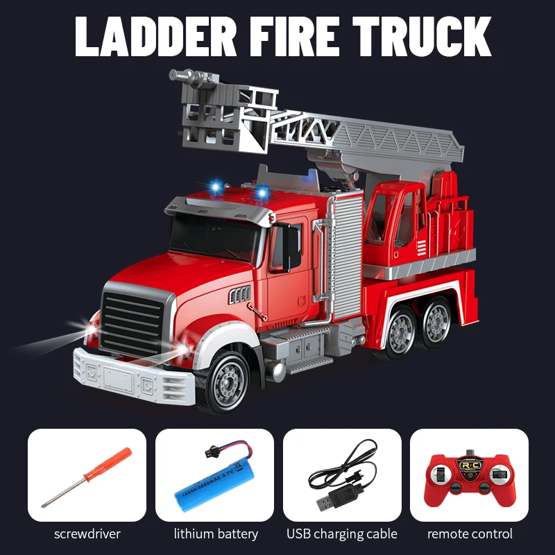 1:24 Six-pass light remote control 2.4G para-frequency elevated fire trucks