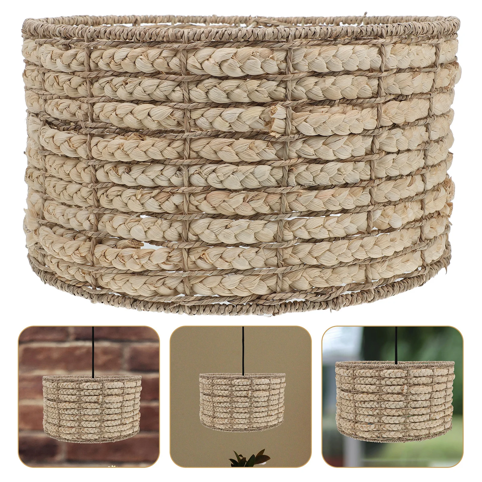 

Handmade Natural Seagrass Pendant Light Shade Woven Lamp Cover for Dining Room Bedroom Porch Home Decor