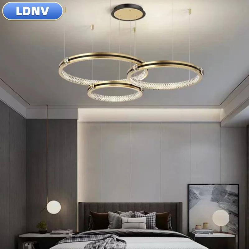 LED modern crystal interior decoration chandelier electroplated round loft living room dining room villa decorative lamp chandel