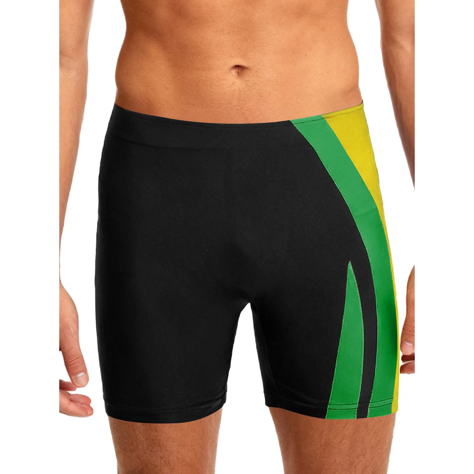 

Men Daily Gym Workout Athletic Swim Trunks Shorts Elastic Waistband Color Block Boxing Sports Swimming Diving Surfing Trunks