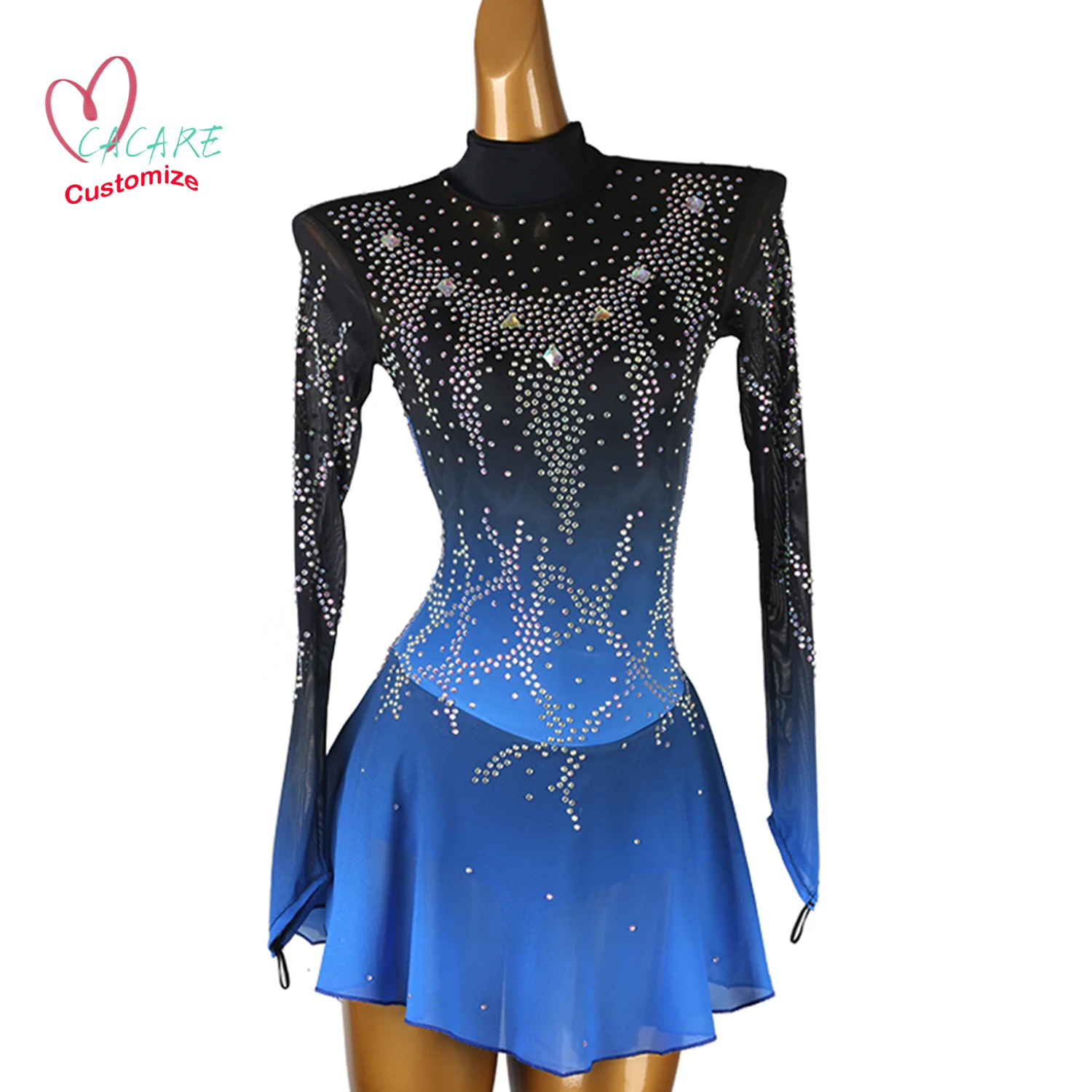 ชุดฟิกเกอร์สเก็ต ชุดเต้นรำ ชุดแสดงบนเวที เสื้อผ้าเด็กผู้หญิง เสื้อผ้าเด็ก ชุดสเก็ตน้ำแข็งแนวศิลปะ ชุดนักสเก็ตน้ำแข็ง B011