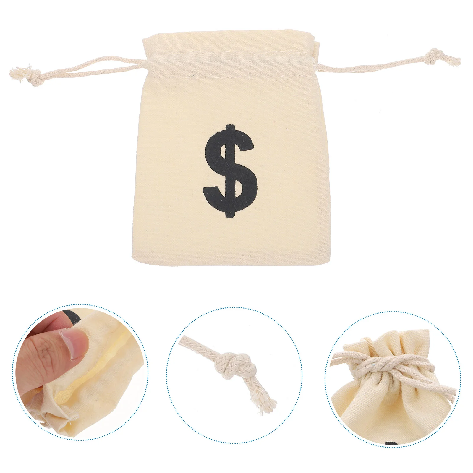 

12 Pcs Dollar Sign Cloth Bag Small Gift Drawstring Props Treasure Cotton Linen Cosplay Game Coin