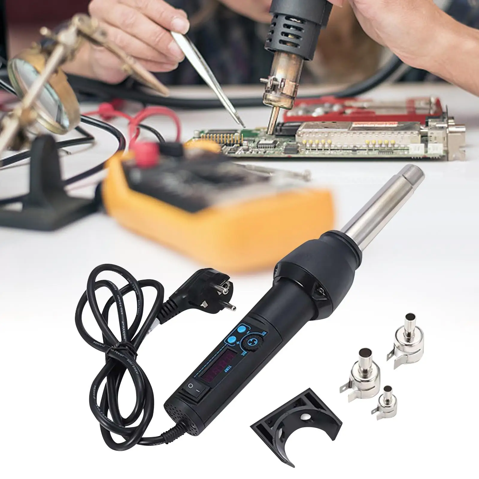 Handheld Hot Air Pen with Nozzle Digital Display Overload Protection quick heat 220V Mini Heat Tool for Wire Connectors