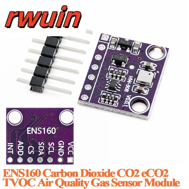 10pcs/1pc ENS160 Carbon Dioxide CO2 ECO2 TVOC Air Quality Monitor Detector Board I2C SPI Gas Sensor Module