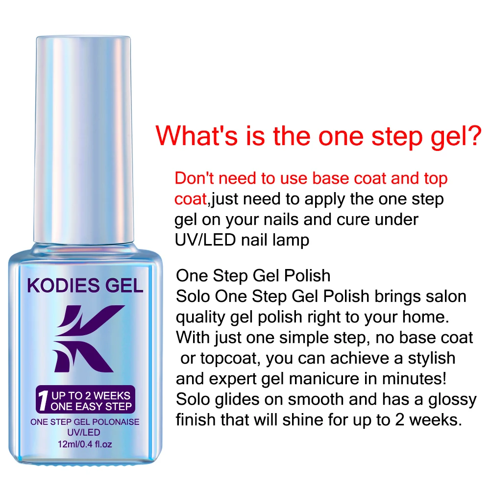 KODIES GEL One Step Gel vernis à ongles 12ML Semi Permanent UV 3 en 1 Base Top Gel vernis Super Texture tout pour manucure ongles Art