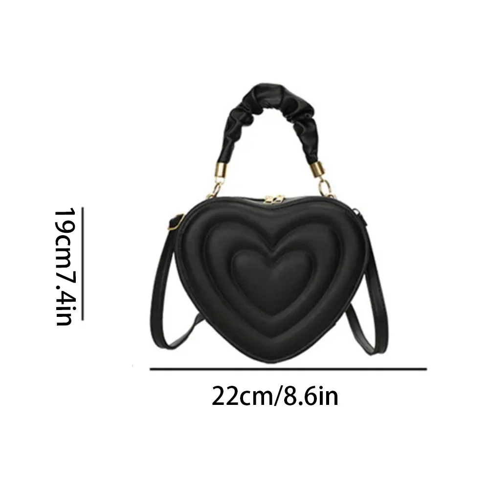 1Pcs Fashion Love Heart Shape Shoulder Bag Small Handbags Designer Crossbody Bags For Women Solid Pu Leather Top Handle Bag