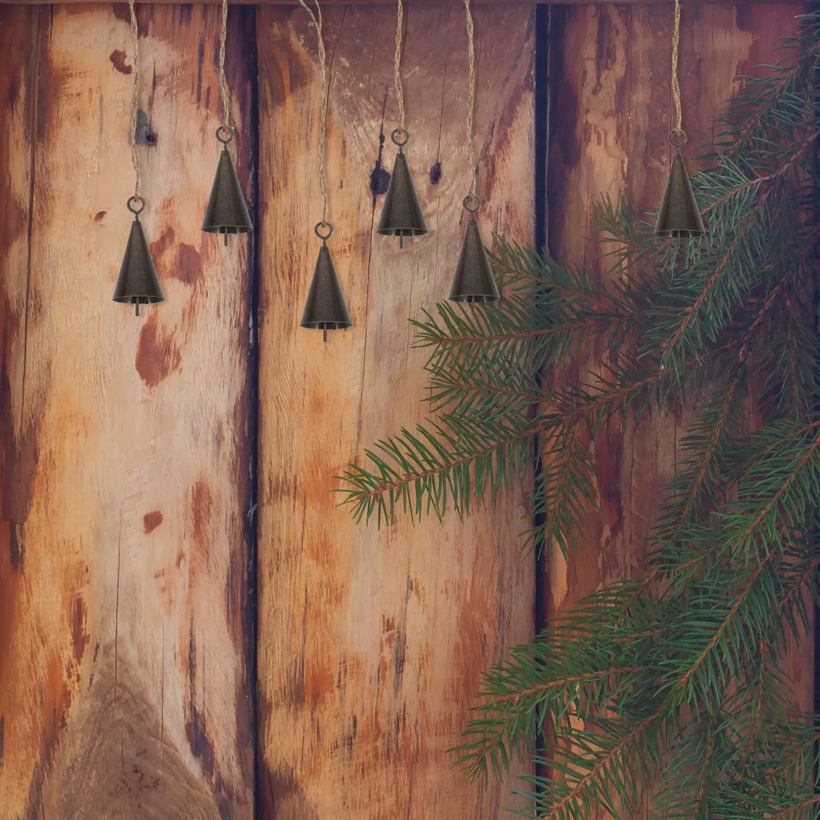 

10Pcs Copper Iron Bells Vintage Rustic Handmade Hanging Bells for Crafts Door Window Wind Chimes Decoration