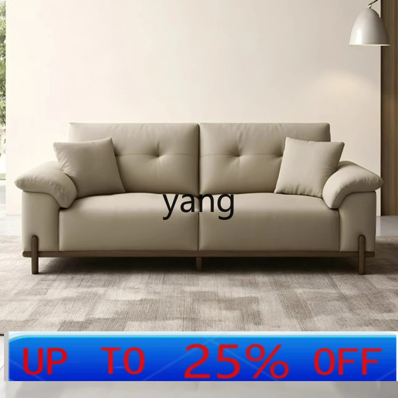 LTT Italian simple leather small apartment sofa living room three-person straight row leather art sofa