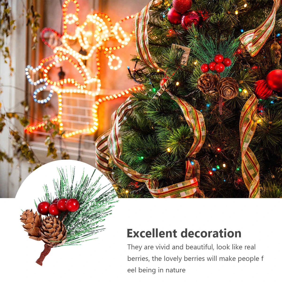 

20 Pcs Mini Christmas Tree Hanging Decor Artificial Berries Pine Needle Pendant Xmas naments Craft SuppliesFlower DIY