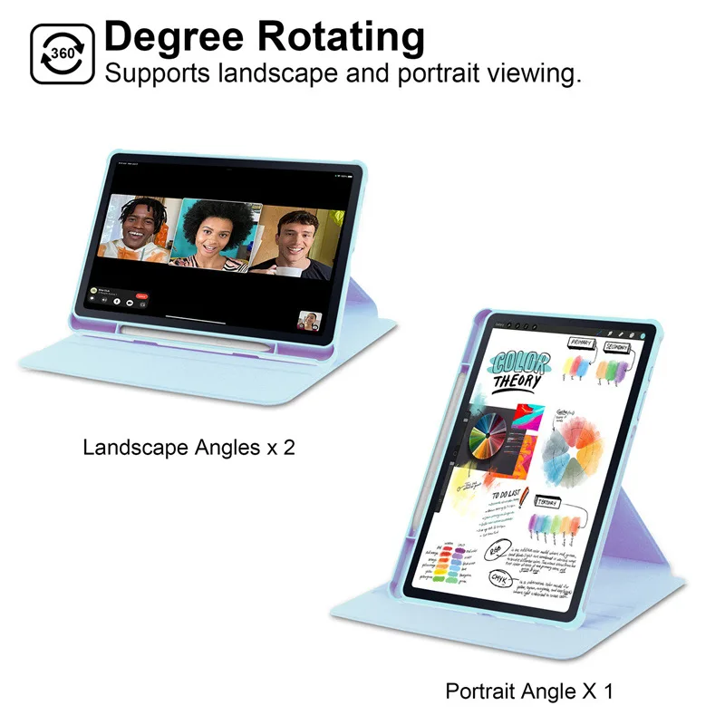 

For Galaxy Tab S6 Lite P610 Protective Case Acrylic Rotating Back Case Transparent Thin Leather Case P613