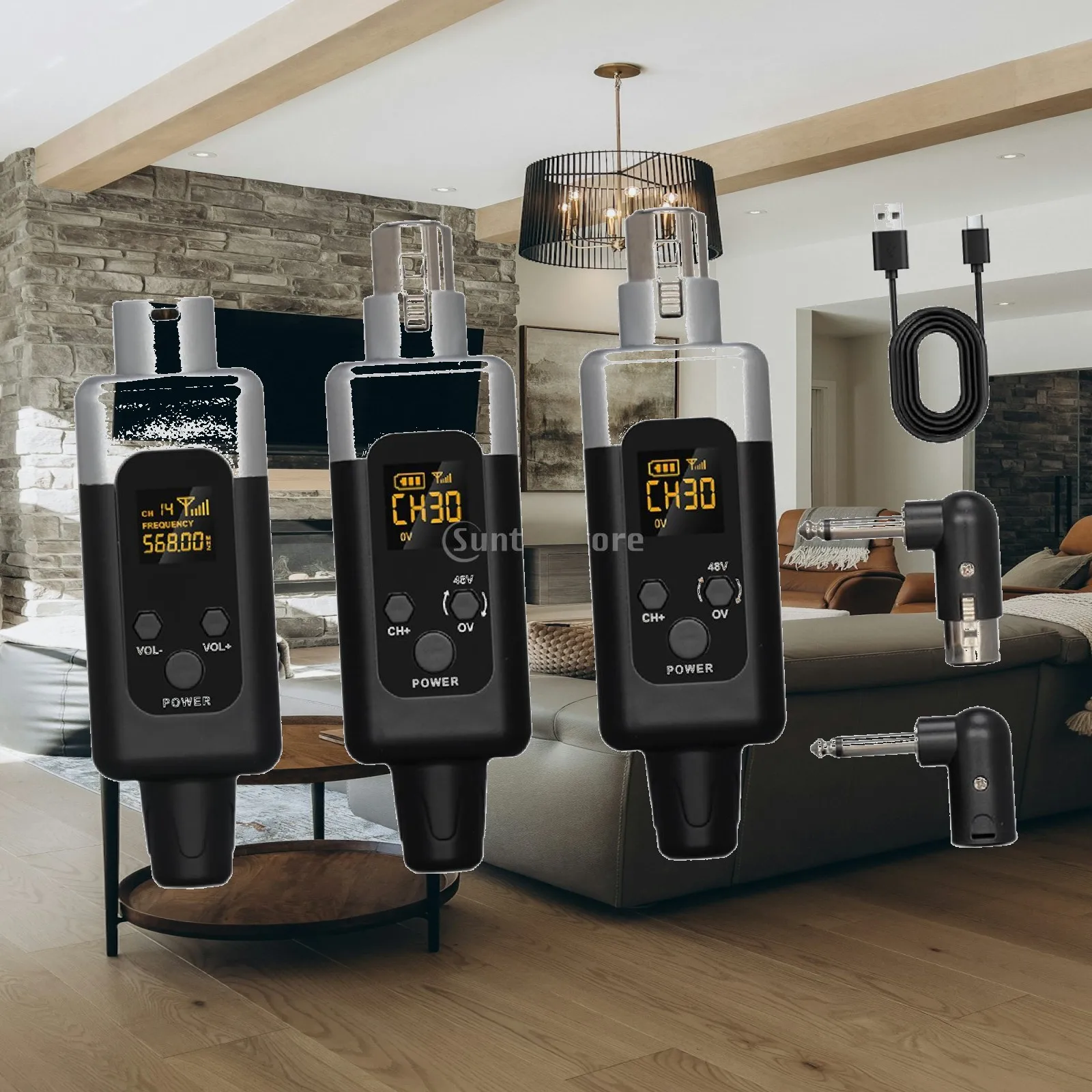 Rechargeable Cordless Microphone Transmitter and Receiver 6-8 Hours Battery for Speaker PC and Recording Studio