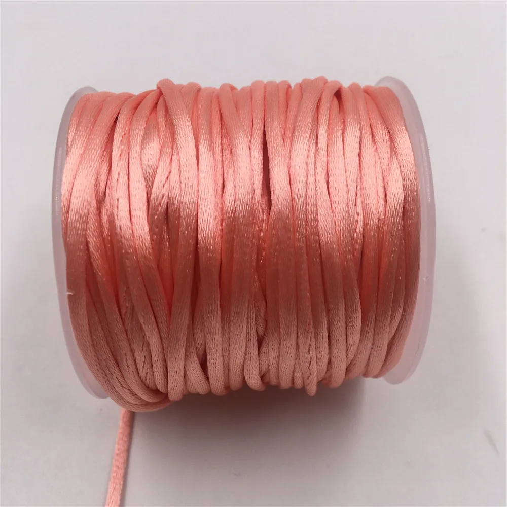 2 mm bunter Rattail-Satinbandfaden, chinesischer Knoten, Makramee-Armband, geflochtene Schnur, DIY-Quasten, Perlenfaden, 10–25 Meter