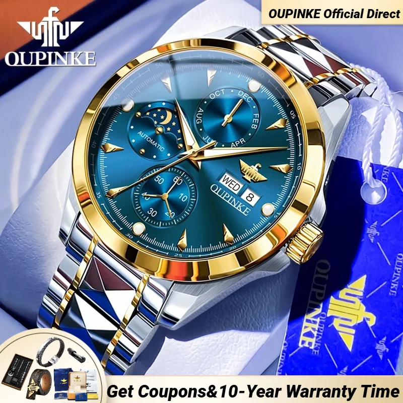 

OUPINKE 3299 Official Genuine Men's Automatic Mechanical Watch Waterproof Tungsten Steel Sapphire Mirror Luxury Brand Men Watch