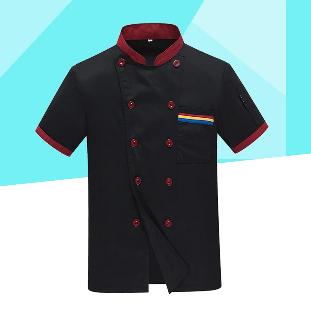 Krótki rękaw, luźna kurtka robocza do restauracji, hotelu, piekarni, odporna na tłuszcz, oddychająca, łatwa w czyszczeniu.
