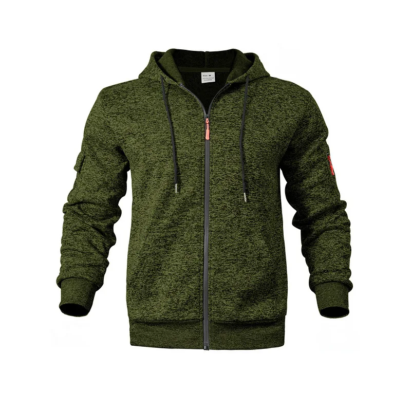 Amerikanischer Herren-Sweater aus schwerem Samt, Retro-Stil, mit kationischen Taschen, Kapuze und Reißverschluss, trendiger Sportpullover für Männer – Detail 23