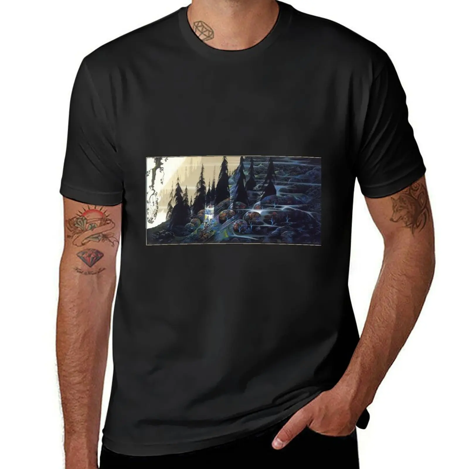 black spruce - Eyvind Earle T-Shirt summer tops graphics plain funny t shirts for men