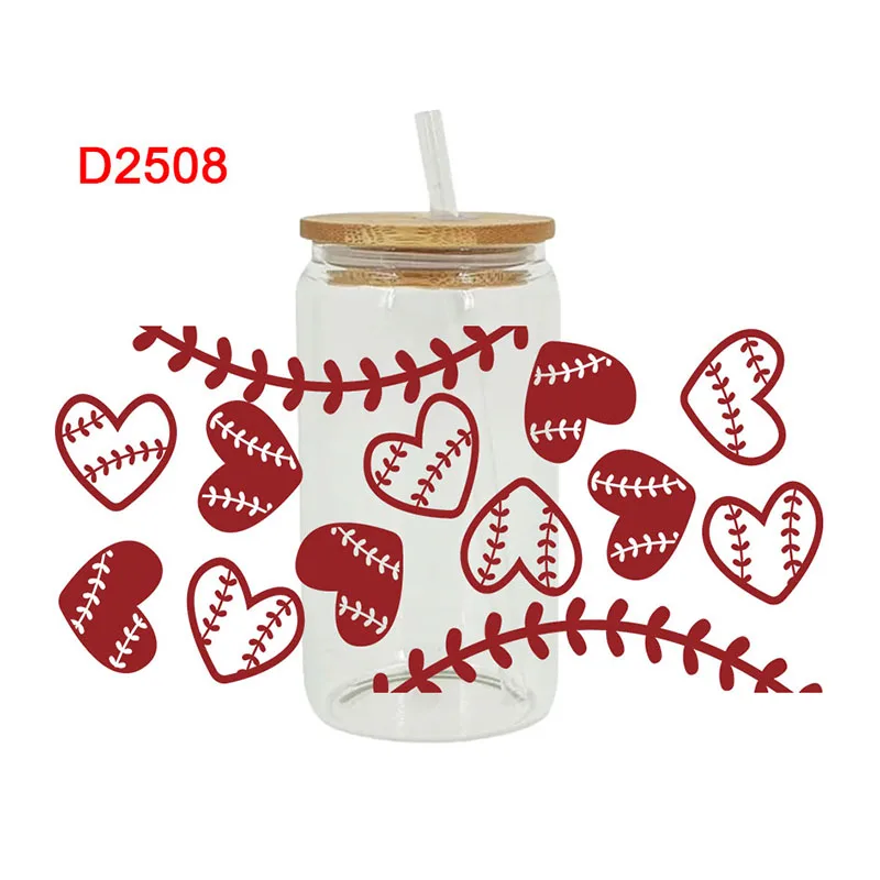 3D UV DTF Transfers Stickers, 16oz, Cup Wraps, Sports, Football, Printed for DIY Glass, Ceramic Metal Leather, Etc. D2350