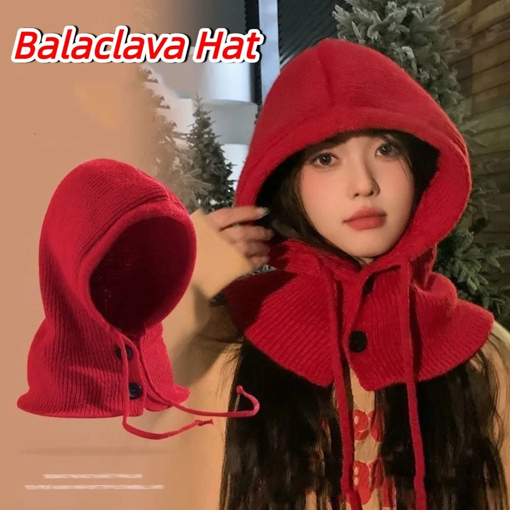 

Creative Pullover Hat Balaclava Hat Simple Thickened Knitted Hat Beanie Ear Protection Hat Warm