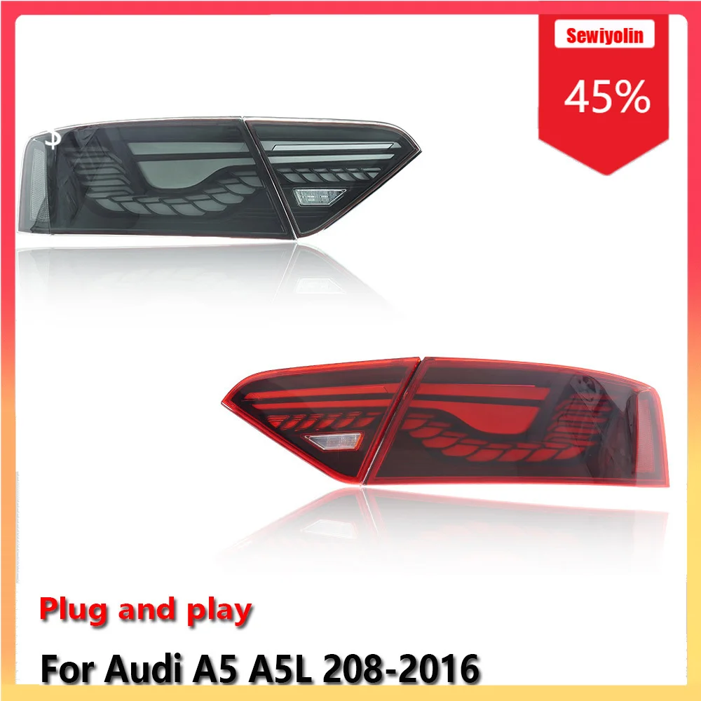 

Автомобильные лампы, задние фонари в сборе для Audi A5 A5L 208-2016, автоматические противотуманные фары DRL, стоп-сигнал, указатель поворота, Plug and Play