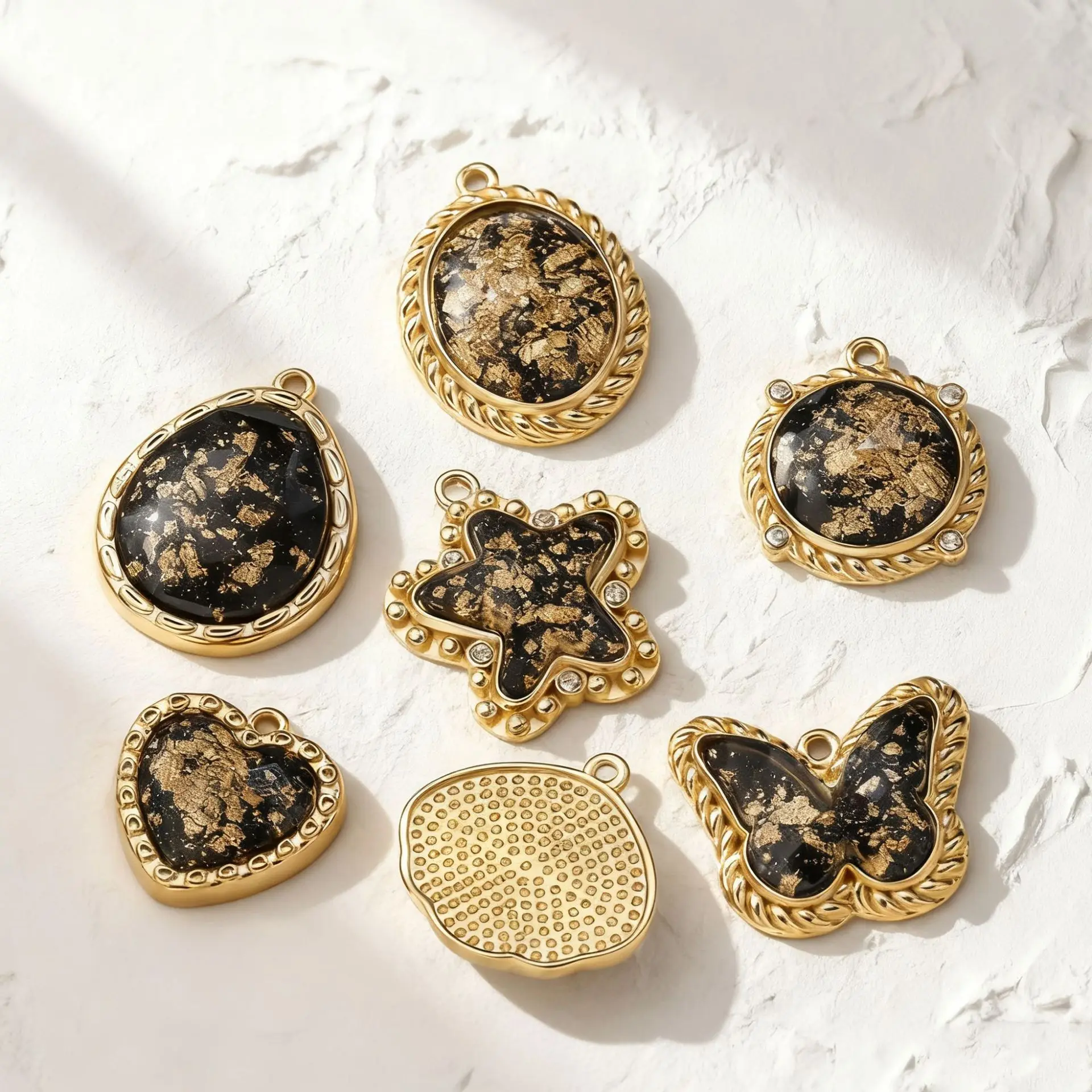 

3 шт. винтажных подвесок из нержавеющей стали с золотым покрытием, в форме сердца и геометрических фигур, для самостоятельного изготовления женских ожерелий и браслетов в стиле бохо