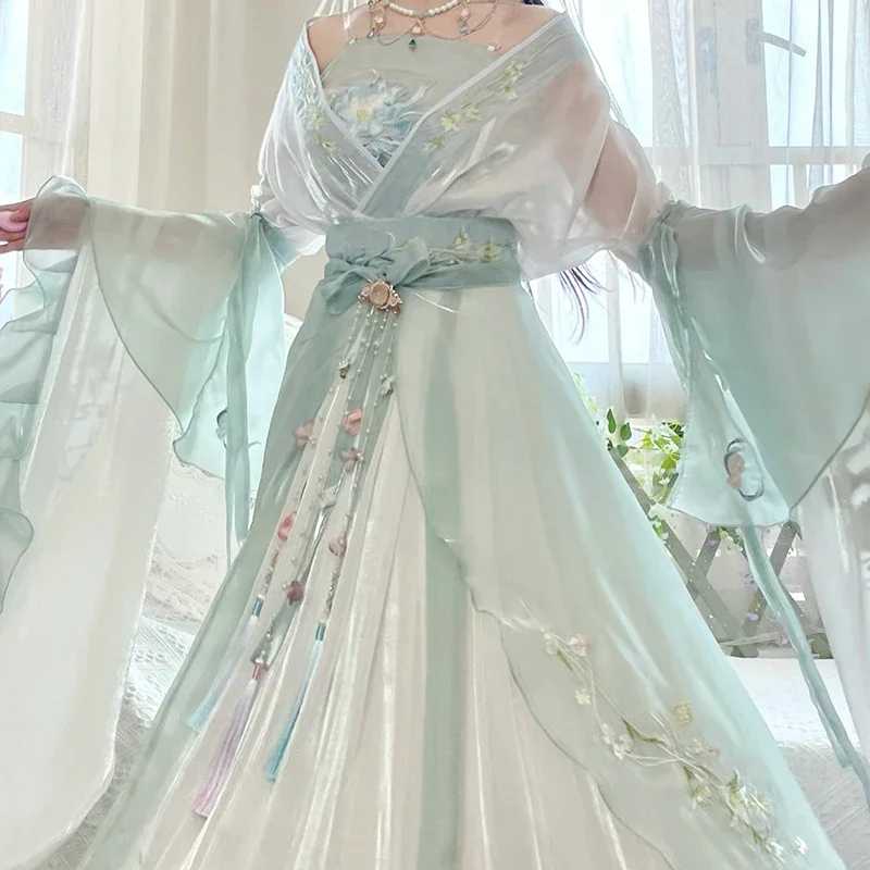 Hanfu 8 teile/satz Kleid Frauen alten chinesischen traditionellen Hanfu Set weibliche Fee Cosplay Kostüm Outfit Sommer Hanfu Licht grün