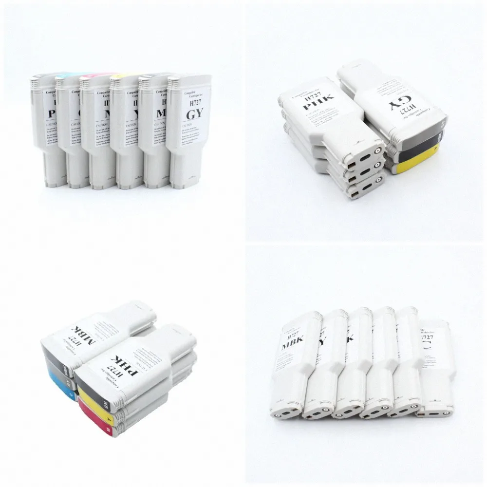 6 Colors 300ml For HP 727 Empty compatible ink Cartridge with chip For HP Designjet T920 T930 T1500 T1530 T2500 T2530 printer