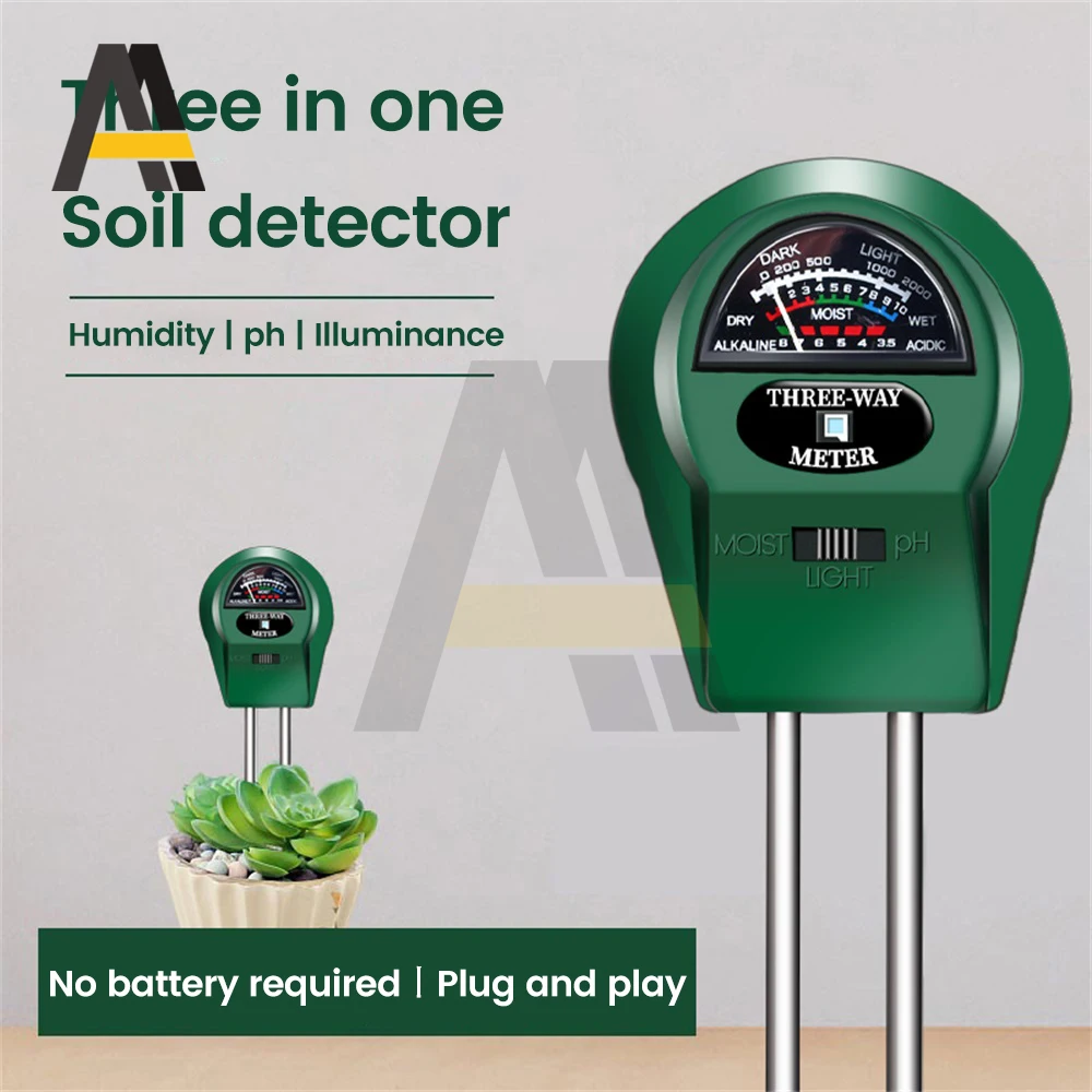 Haute qualité humidité/valeur PH/détection de la lumière 3-en-un sol PH mètre testeur de lumière du soleil jardin fleurs sol capteur d'humidité mètre