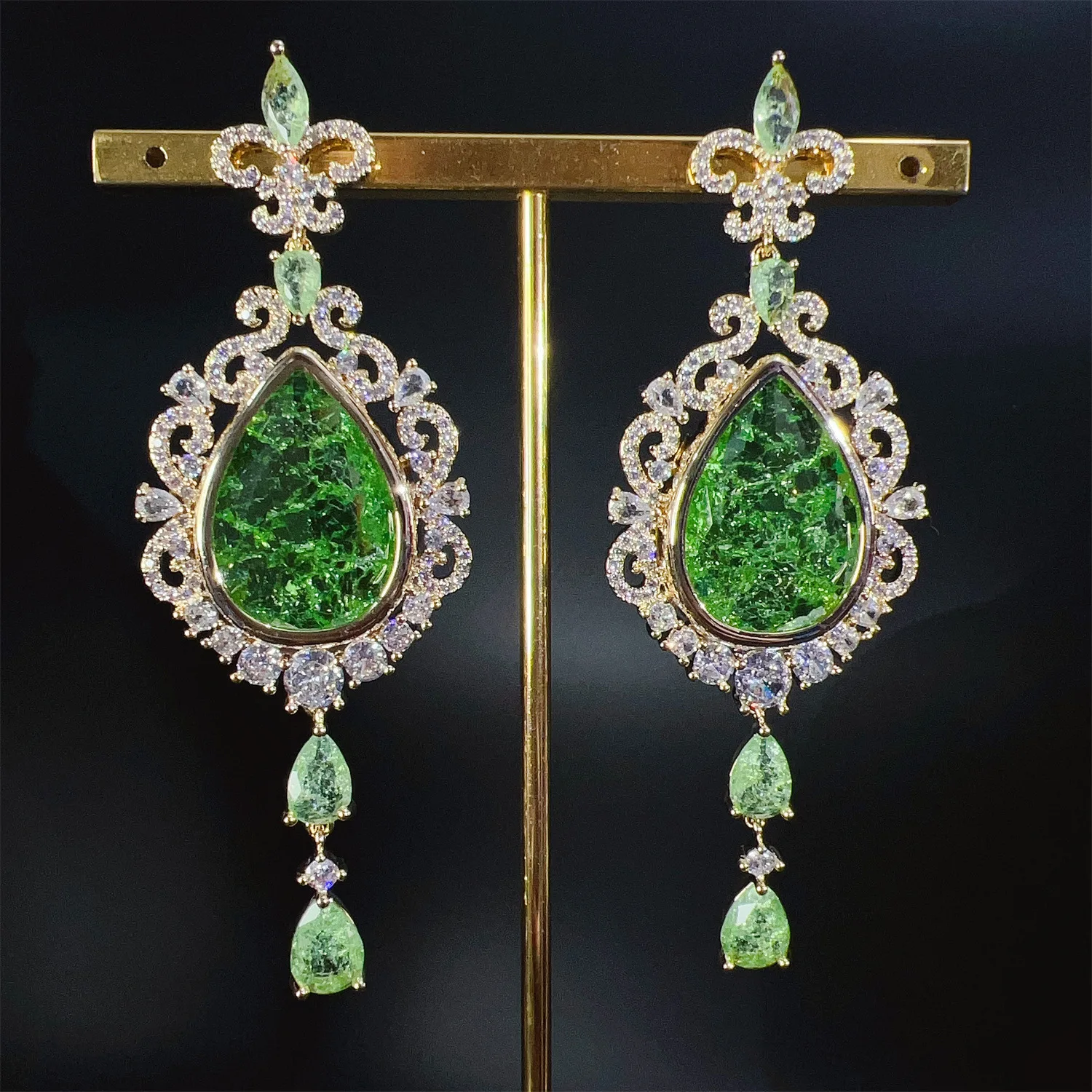 

New Design Pop Water Drop Jewelry Fashion Green Earrings Women Dress Accessories Wedding Holiday Travel Bridal Gift E285