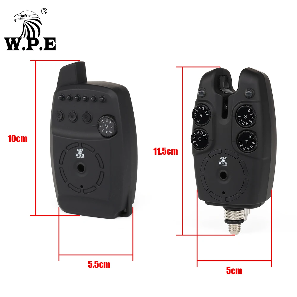 W.P.E 1set Carp Fishing Bait Alarm 4+1 set LED Sound Wireless Electronic Carp Feeder Fishing Alarm Alert Indicator Fish Tackle