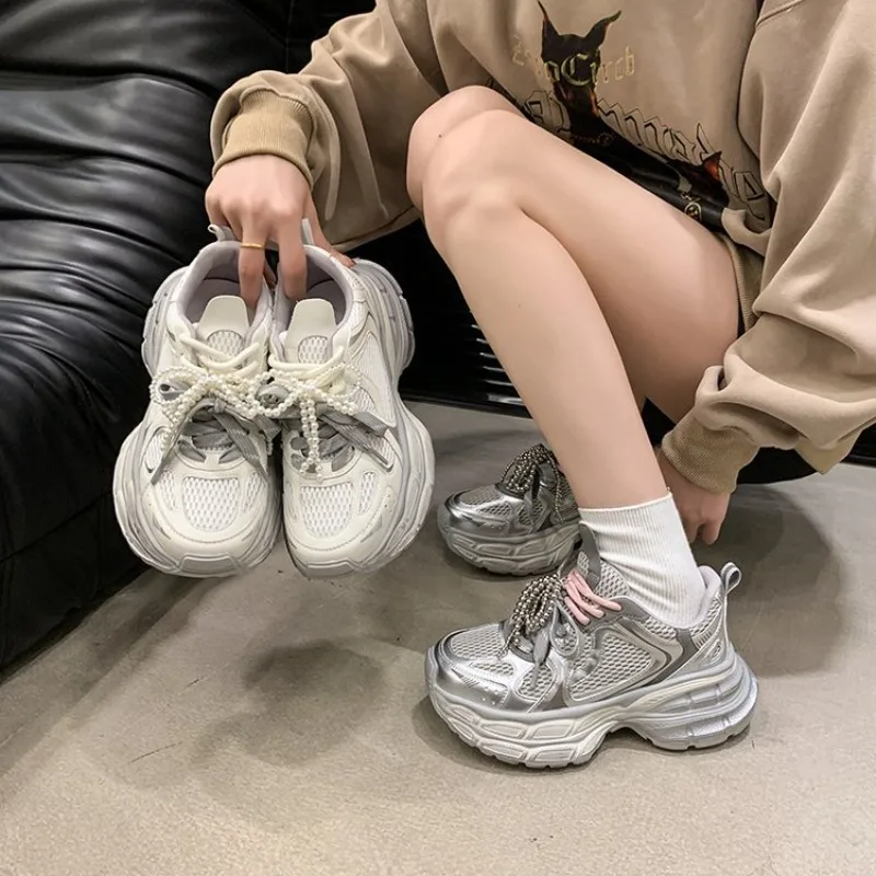 Shoes For Women 2026 New Front Lace-up Women's Vulcanize Shoes Fashion Round Toe Mesh Outdoor Best Seller Breathable Sneakers_voghion.com