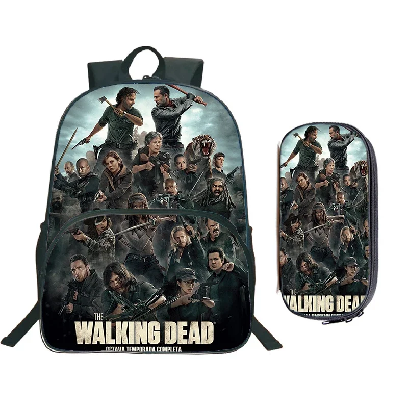 

2pcs The Walking Dead Backpack With Pencil Bag Set Hot TV Pattern School Bags for Boys Girls Waterproof Bookbag Child Backpacks