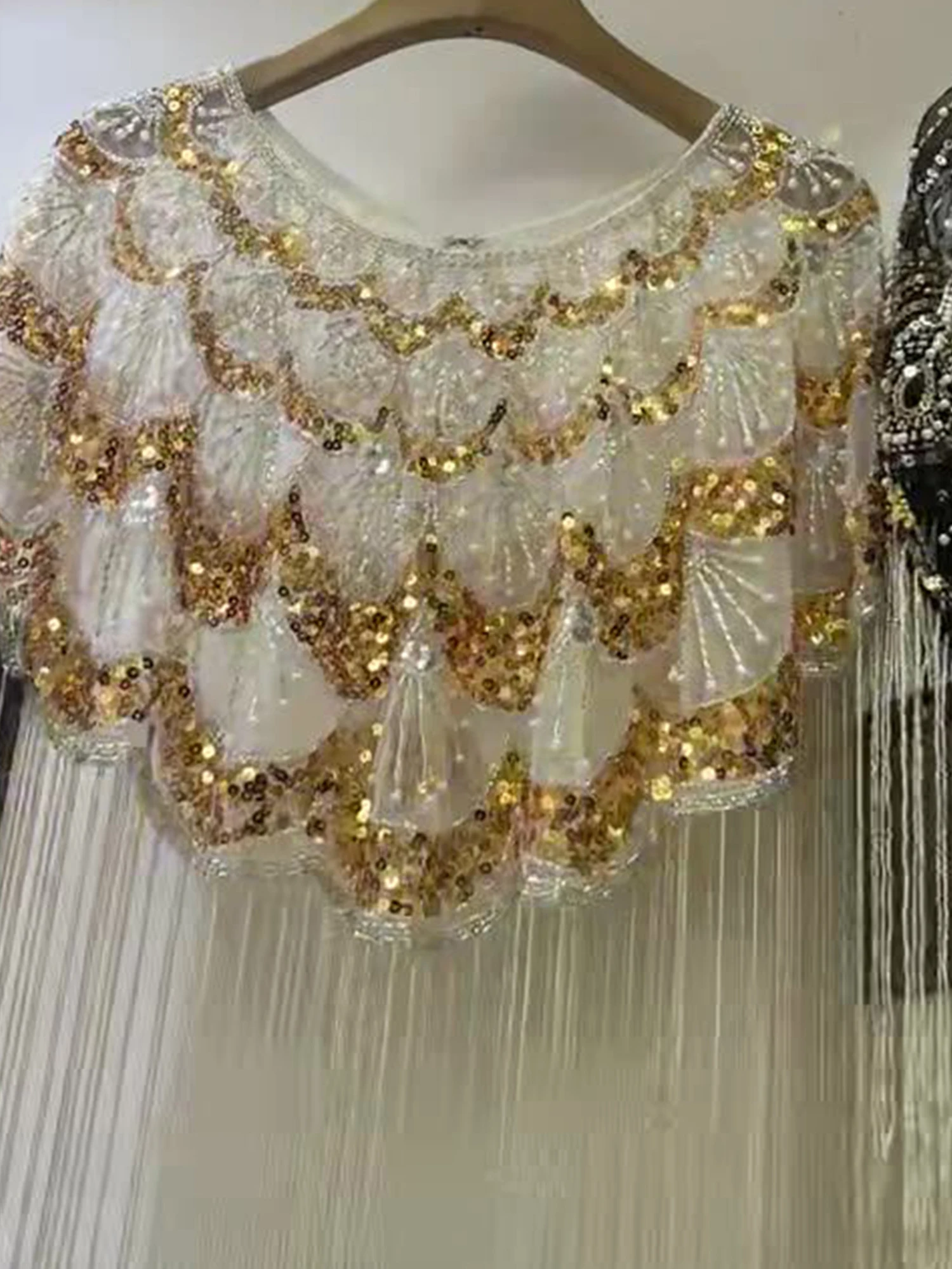 Women Vintage 1920s Flapper Bolero Shrug Sequins Beaded Tassel Fringe Cape Shoulder Wrap for Cocktail Party Halloween