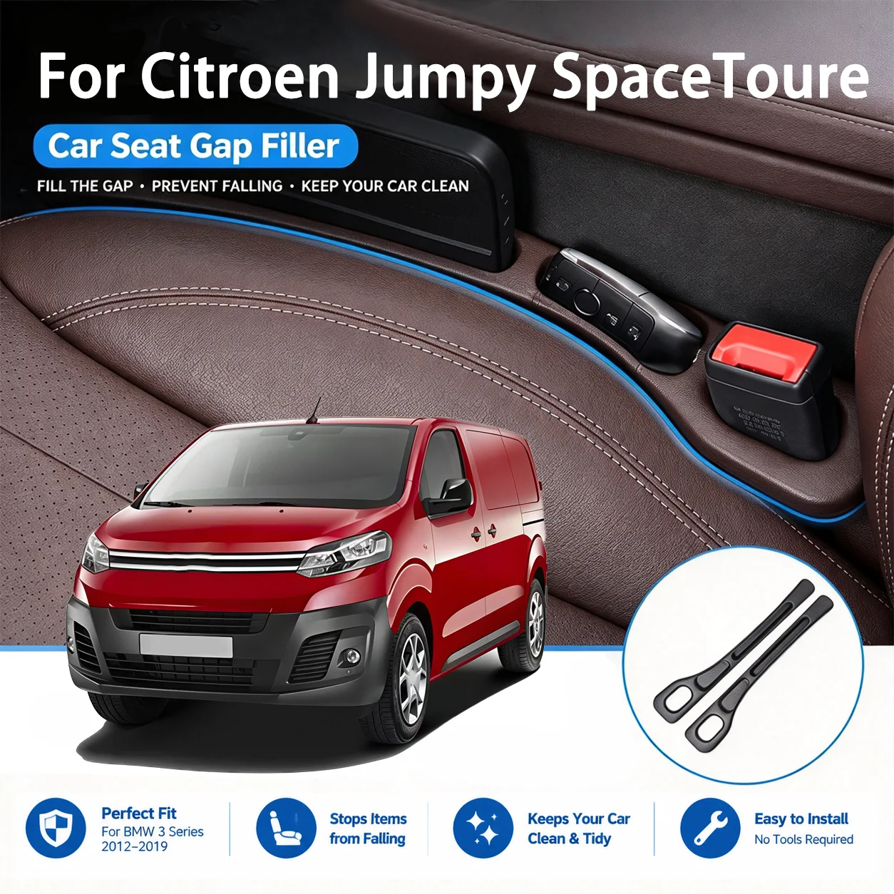 KCIMO Durable Car Seat Gap Filler Between Seats For Citroen Jumpy SpaceToure No Error Decoration Interior Crevice Accessories