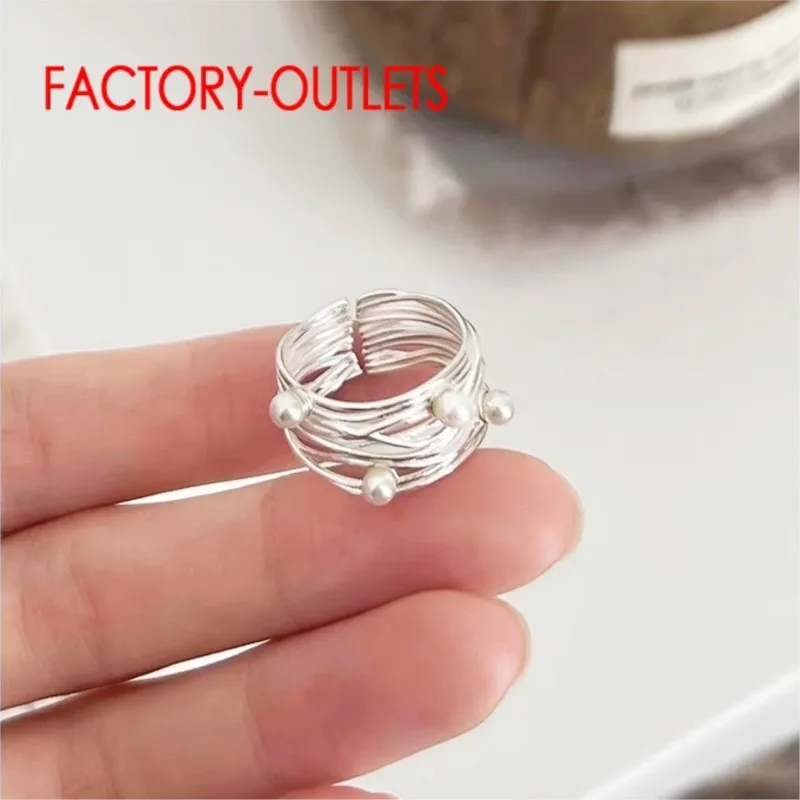 

New Trendy Genuine 925 Sterling Silver Pearl Rings For Woman Novel Design Opening Resizable Ring Wedding Rings Jewelry Accessory