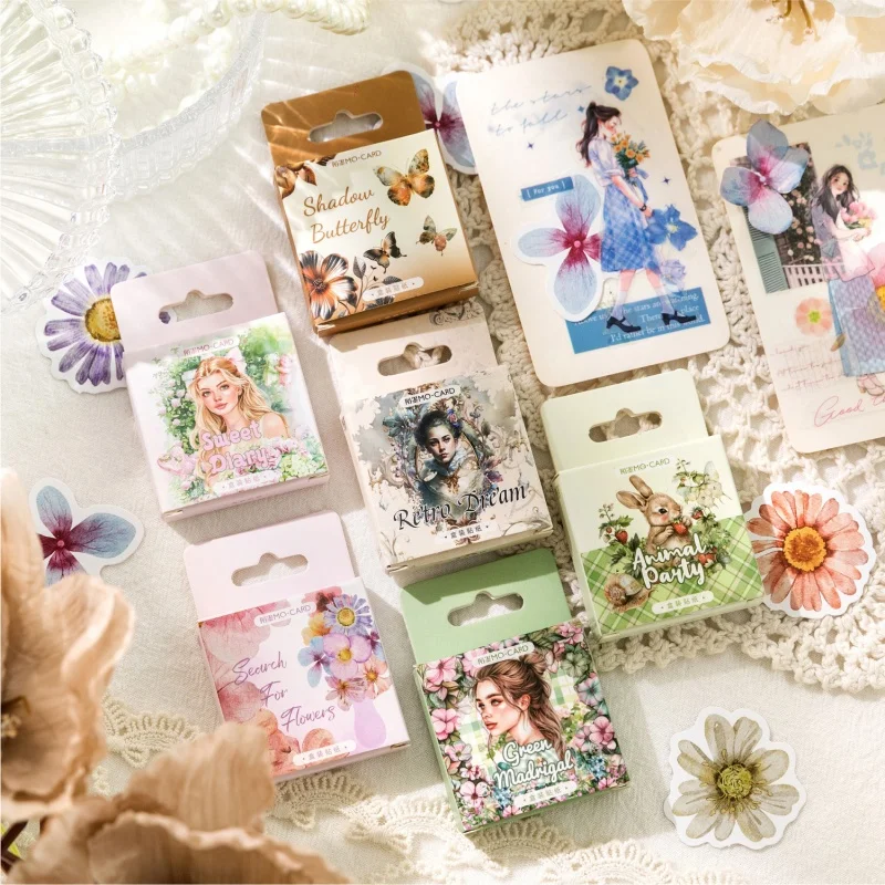 45/46pcs Animal And Plant Landscape Decorative Stickers Seal DIY Diary Scrapbook Album Stationery Gift Packaging Stickers