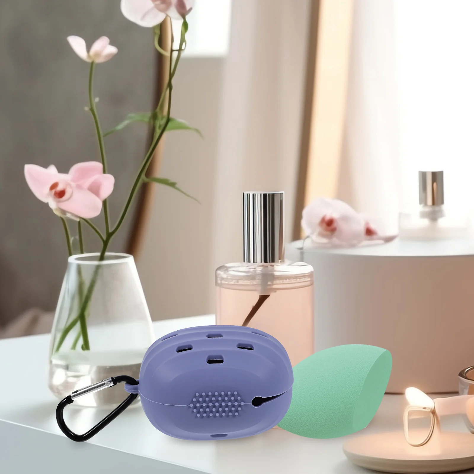 

Small Beauty Egg Storage Box Makeup Puff Case Aromatherapy Purple Sponges for Foundation