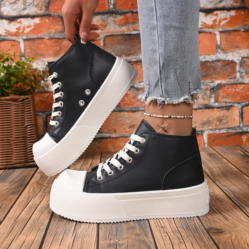 2026 Fall New Style High-top Derby Shoes for Men and Women Thick-soled Height-increasing Casual Shoes Versatile Sneakers 35-44