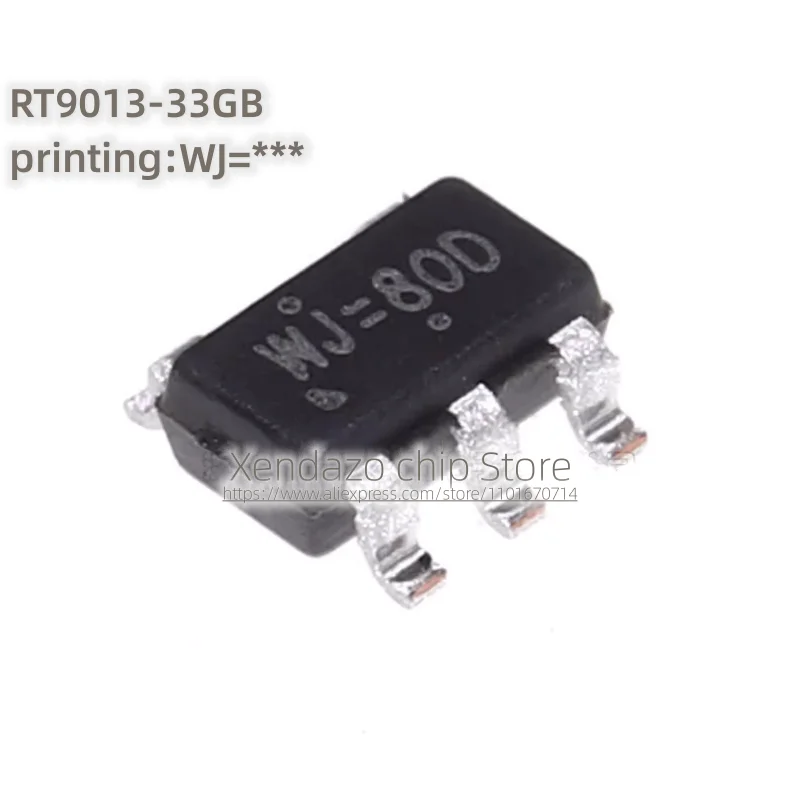 20pcs/lot RT9013-33GB Silk screen printing WJ=*** SOT23-5 package Original genuine 3.3V/500mA Voltage regulator chip