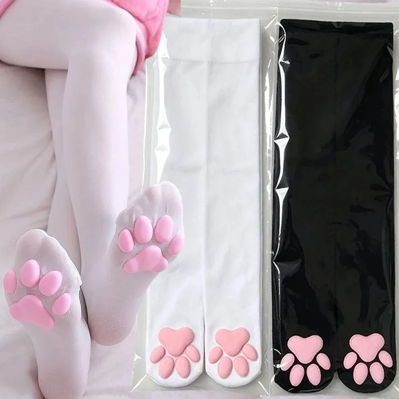 2026 Sexy 3D Cat Paw Stocking Cosplay JK Lolita Knee-High Sheer Chinlon Long Socks Women Comfort Sock