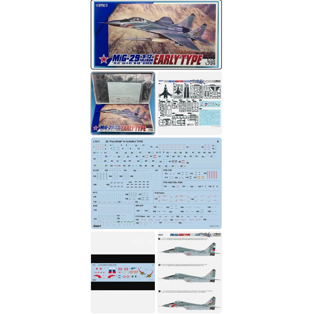 

GWH L7211 1:72 Scale Mig29 Mig-29 Fulcrum 9 12 Early Fighter Jet Aircraft Plastic Model Building Kit Hobby Craft Assembly Toy