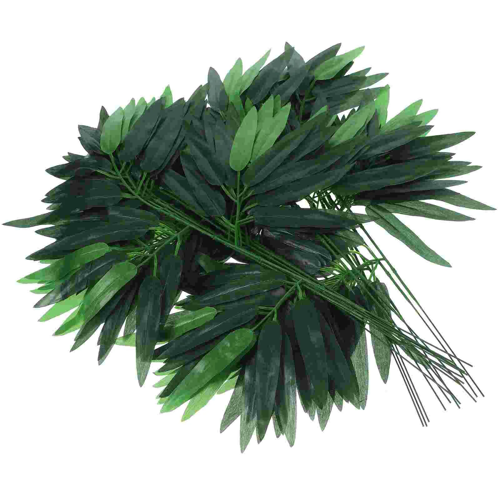 

50 Pcs Fake Bamboo Leaves Decorative Artifical for Crafts Artificial Outdoor Plants