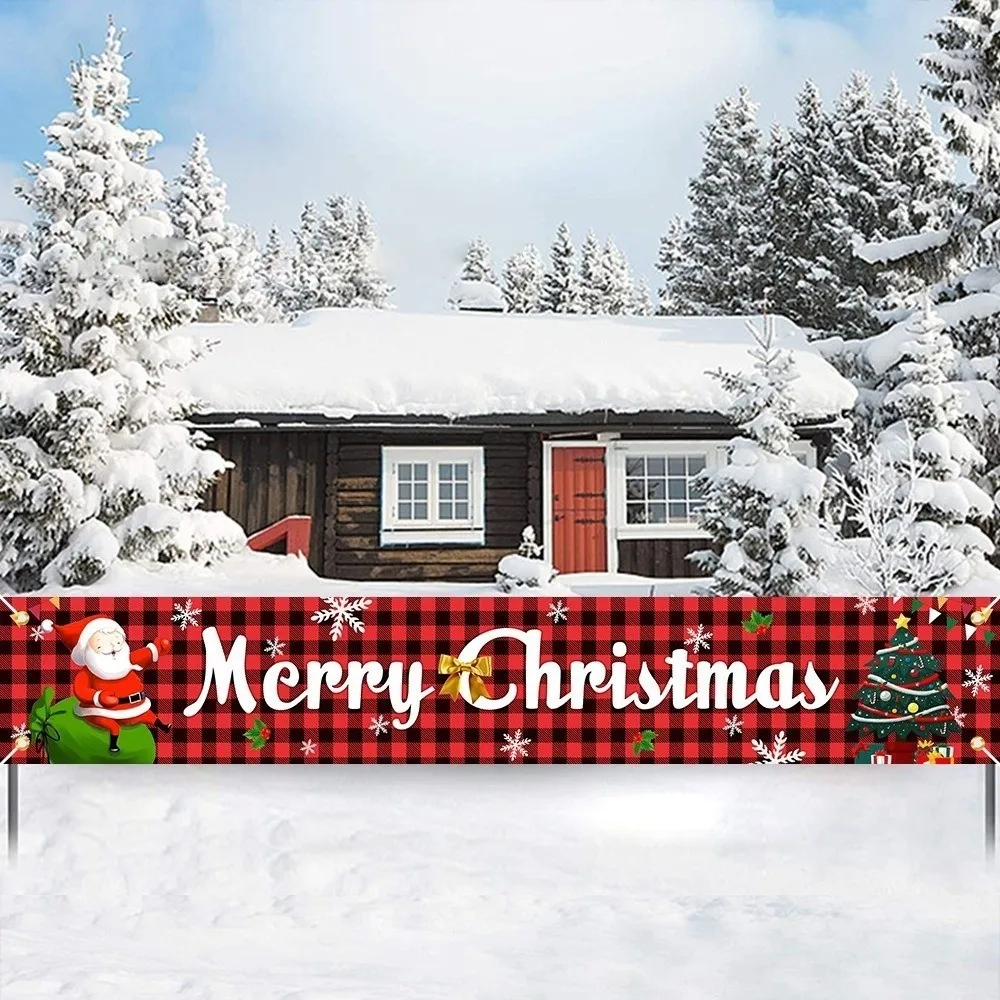 Atmosphere Santa Claus Christmas Banner Snowman Festive Ornament Xmas Hanging Flag Navidad Noel Outdoor Banner Yard
