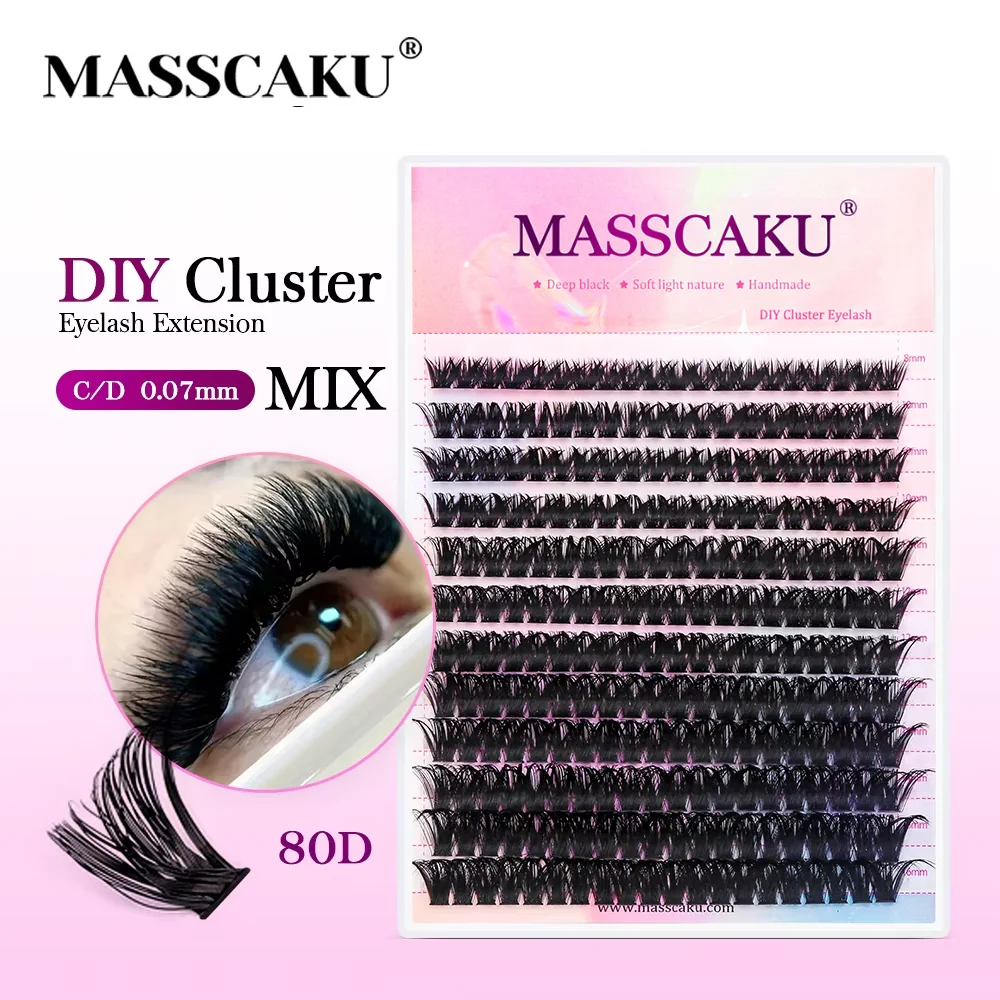 YUANZHIJIE Segmented False Eyelash Extension C/D Curl DIY Natural Individual Lashes Makeup Tools Soft 0.07mm 8-16mm&Mix Eyelash
