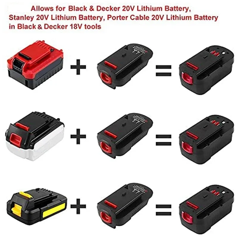 HPA1820 Battery Adapter for Black&Decker/for Stanley/for Porter Cable 20V Li-ion Battery To for Black&Decker 18V Battery HPB18