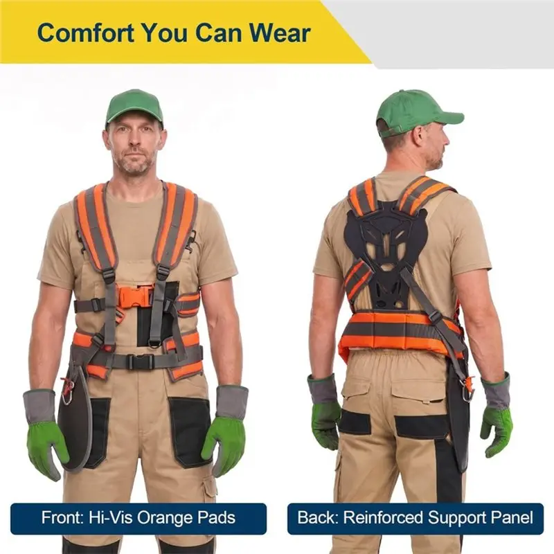 ABUN-Lefty/Righty Weed Eater Strap, Padded 5-Point Trimmer Shoulder Harness For Tired Shoulders, Weed Eater Strap Harness