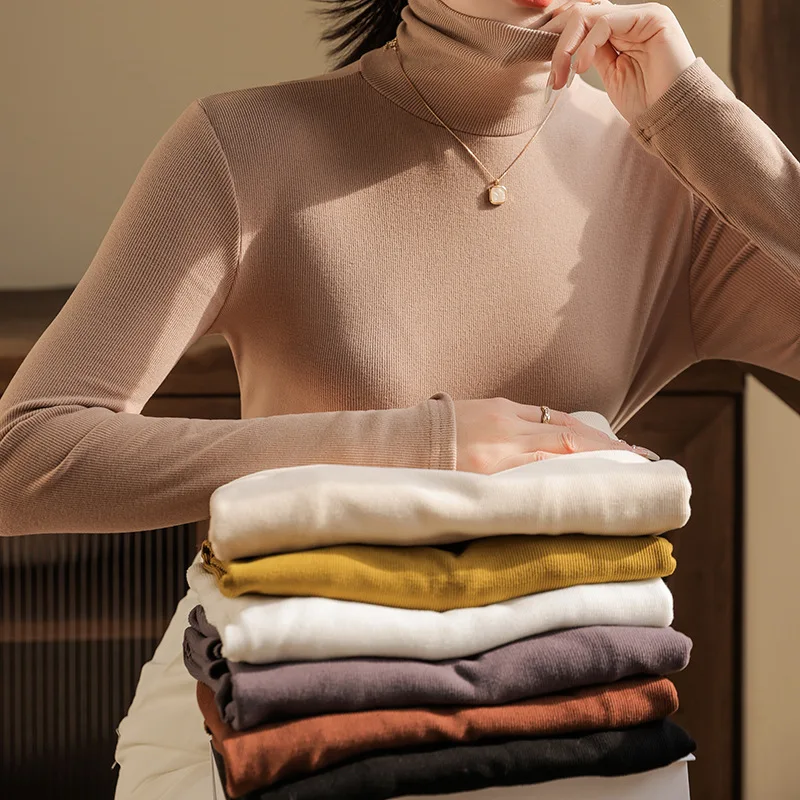 Women's High Neck Thermal Top Fall Winter New Layering Essential Stylish Base Layer Shirt