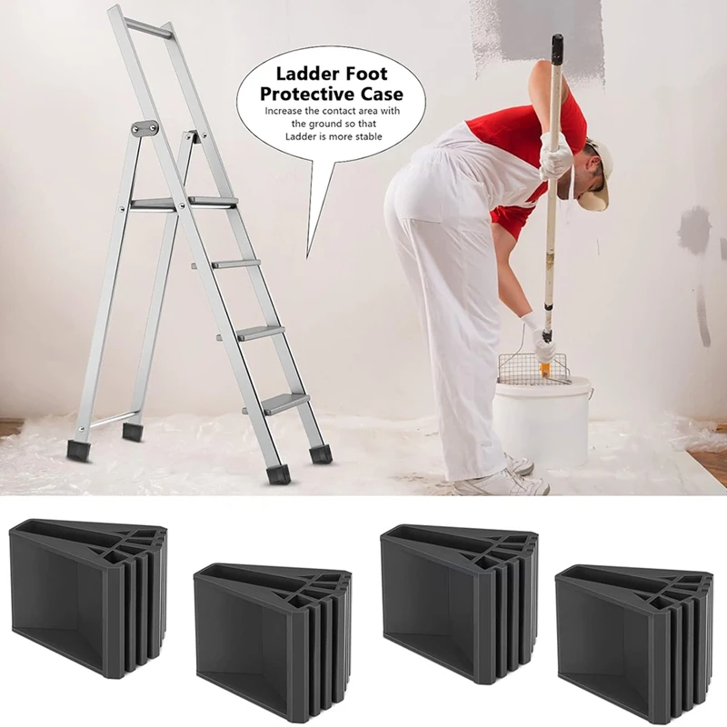 Ladder Feet Pack Of 4 Rubber Ladder Feet Non-Slip Ladder Foot Cover Stepladder Replacement Parts For Ladders Telescopic-A22M