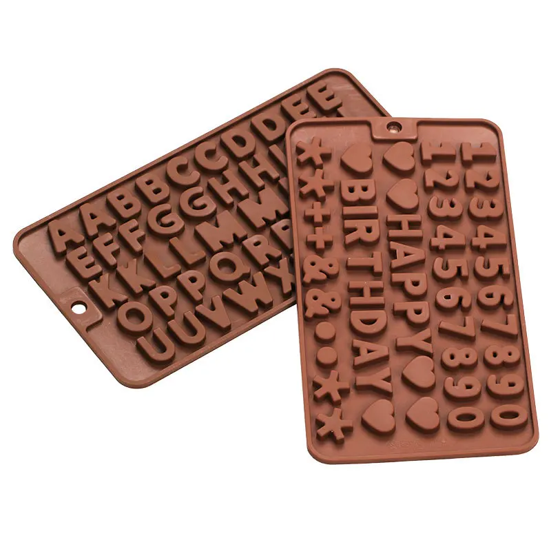 English Letter Number Silicone Mold Alphabet Chocolate Candy Baking Tray for Cake Ice Fondant Dessert DIY Tool Cartoon Shapes