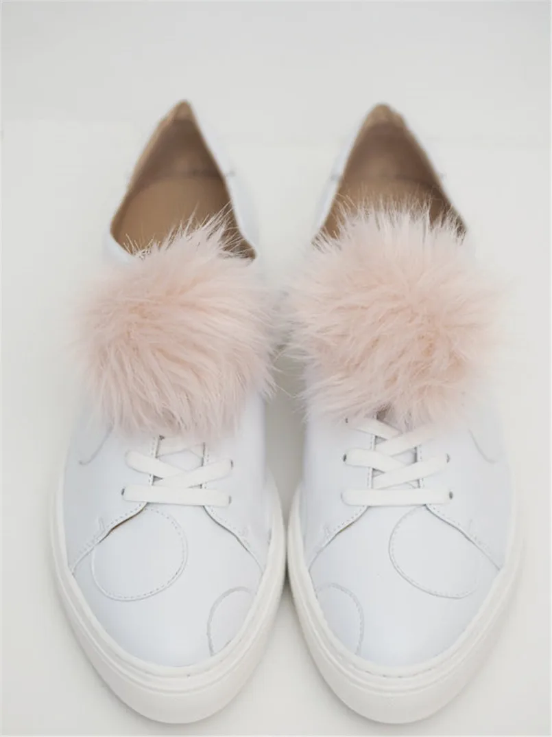 One pair Real Fox Fur Shoe Clips Shoes Buckle Bridal Shoes with Fluffy Pompom Ball Daily Detachable Accessories
