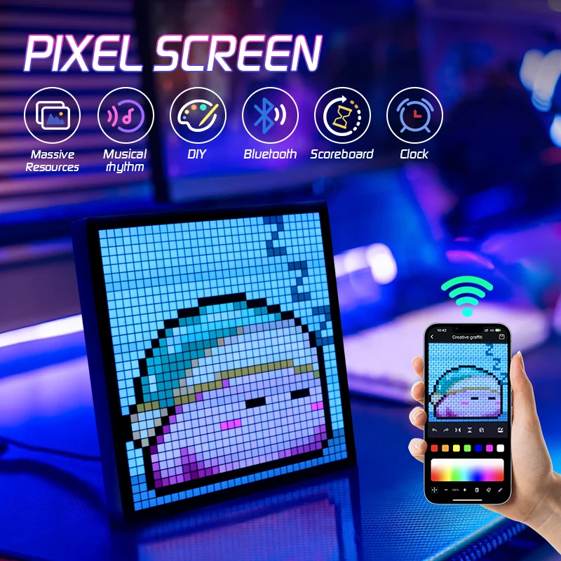 32X32 NFT Pixel Art LED Display Cool Bluetooth Speaker App Control Art Display For Gaming Room Decor DIY Graffiti Animated Frame